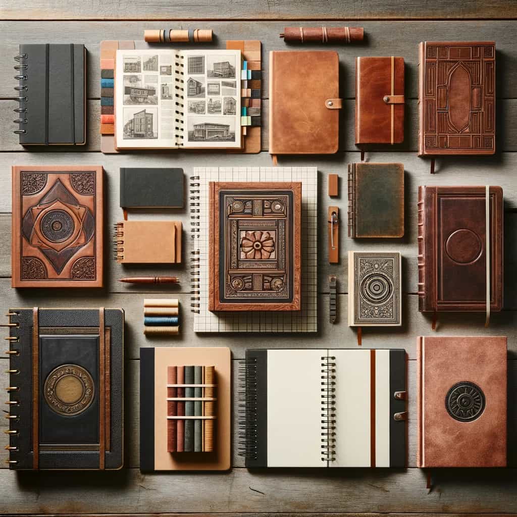 Books of all shapes and sizes with different kinds of binding at the spine