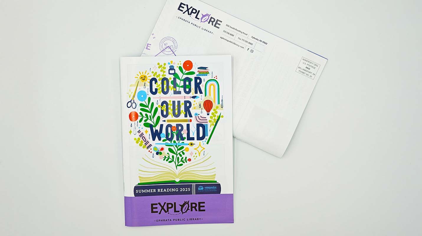 Full-color, intricately designed multi-page mail piece with branded envelope