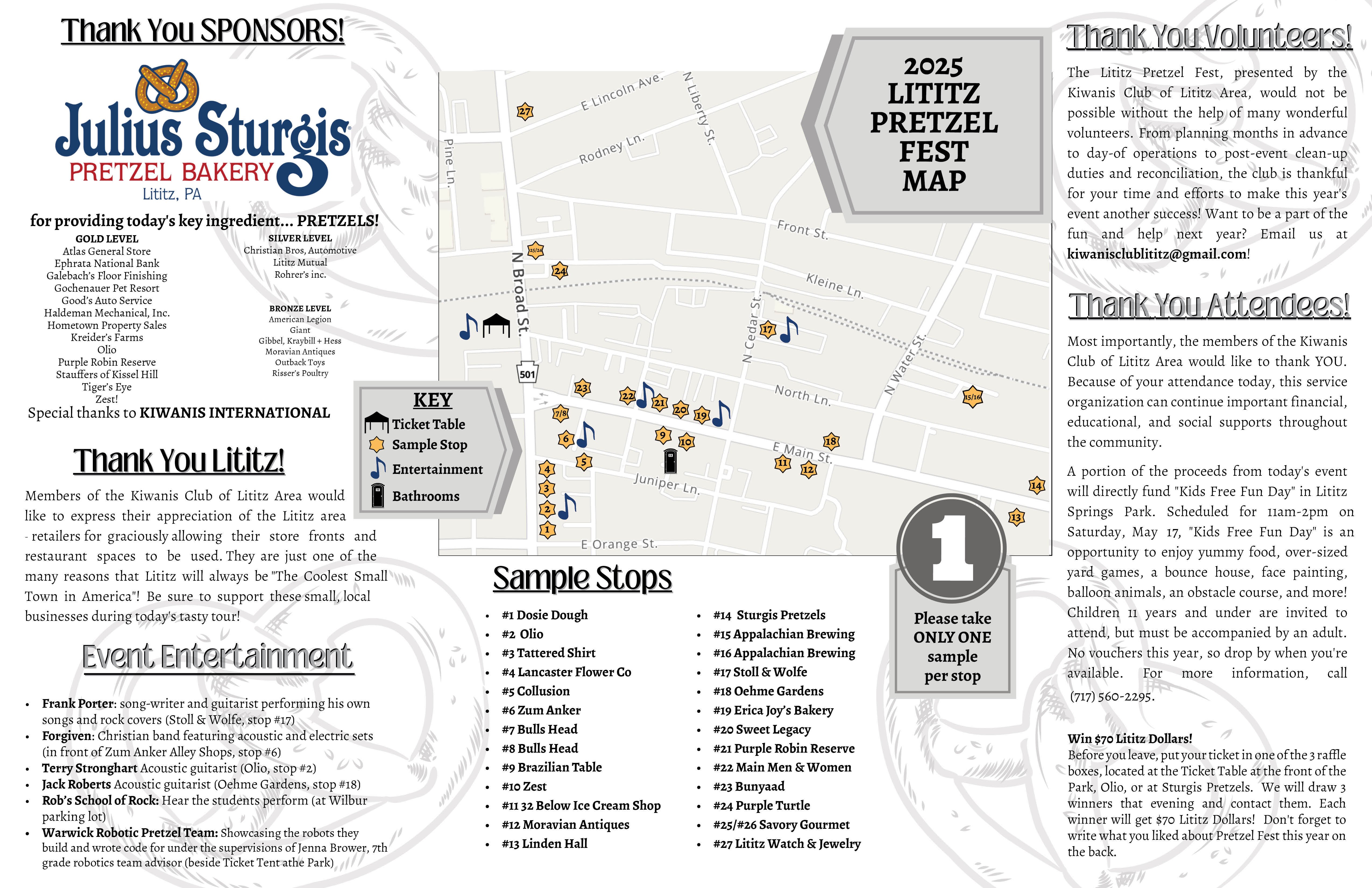 Map of 2025 Lititz Pretzel Fest