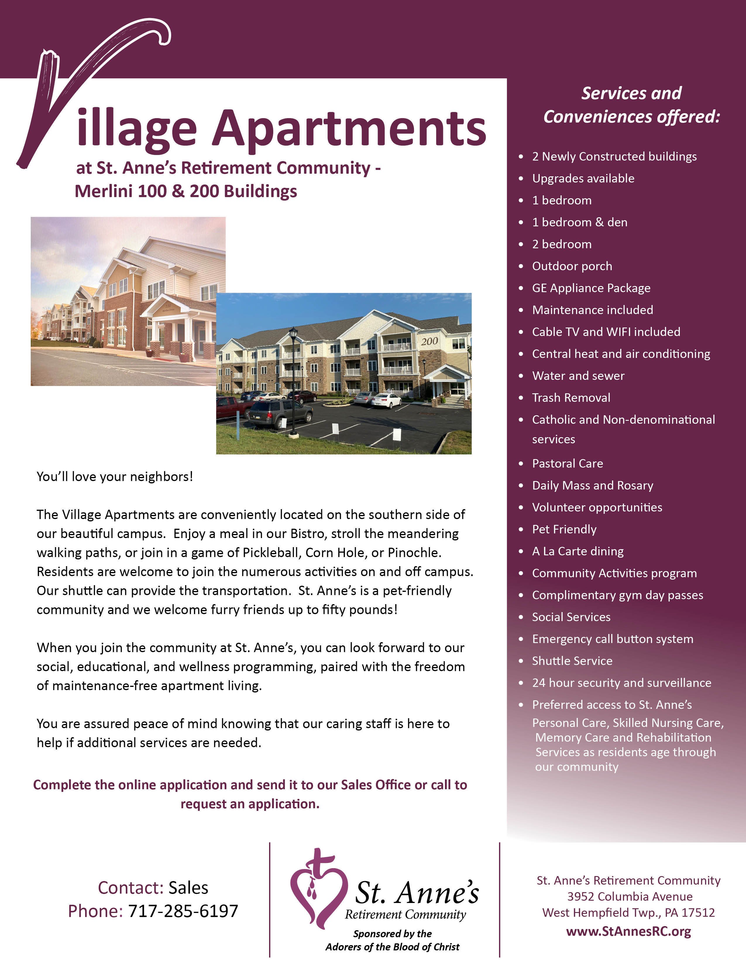 Images and text layout showing community and amenities
